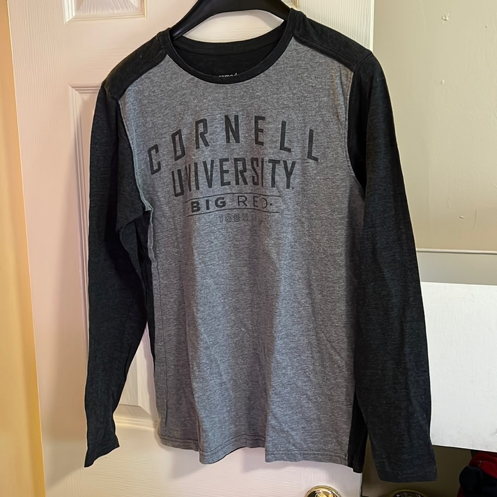 Cornell University Long Sleeve T-Shirt, Camp David, Medium, Grey and black